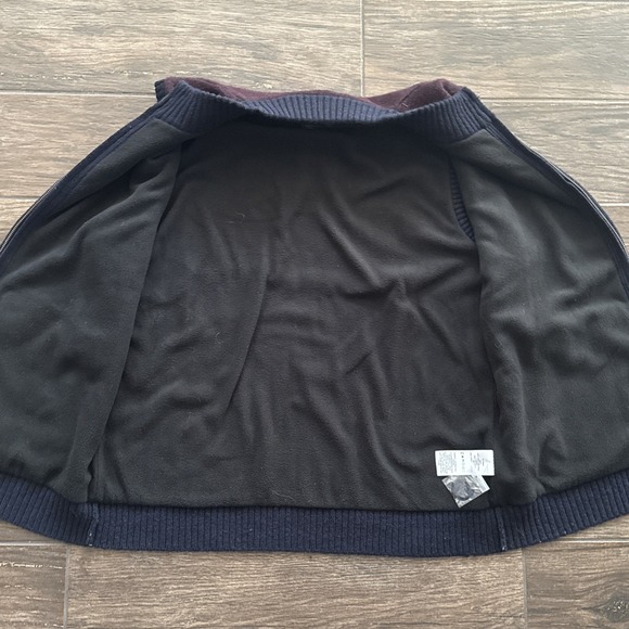 Pendleton Men's Large Shetland Wool Zip Vest Fleece Lined Burgundy Navy - Picture 4 of 9